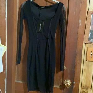 Long sleeve mesh bodycon dress